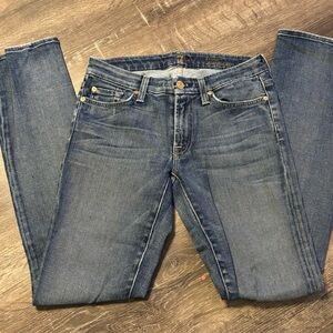 7 For All Mankind Women's Straight Leg Blue Jeans